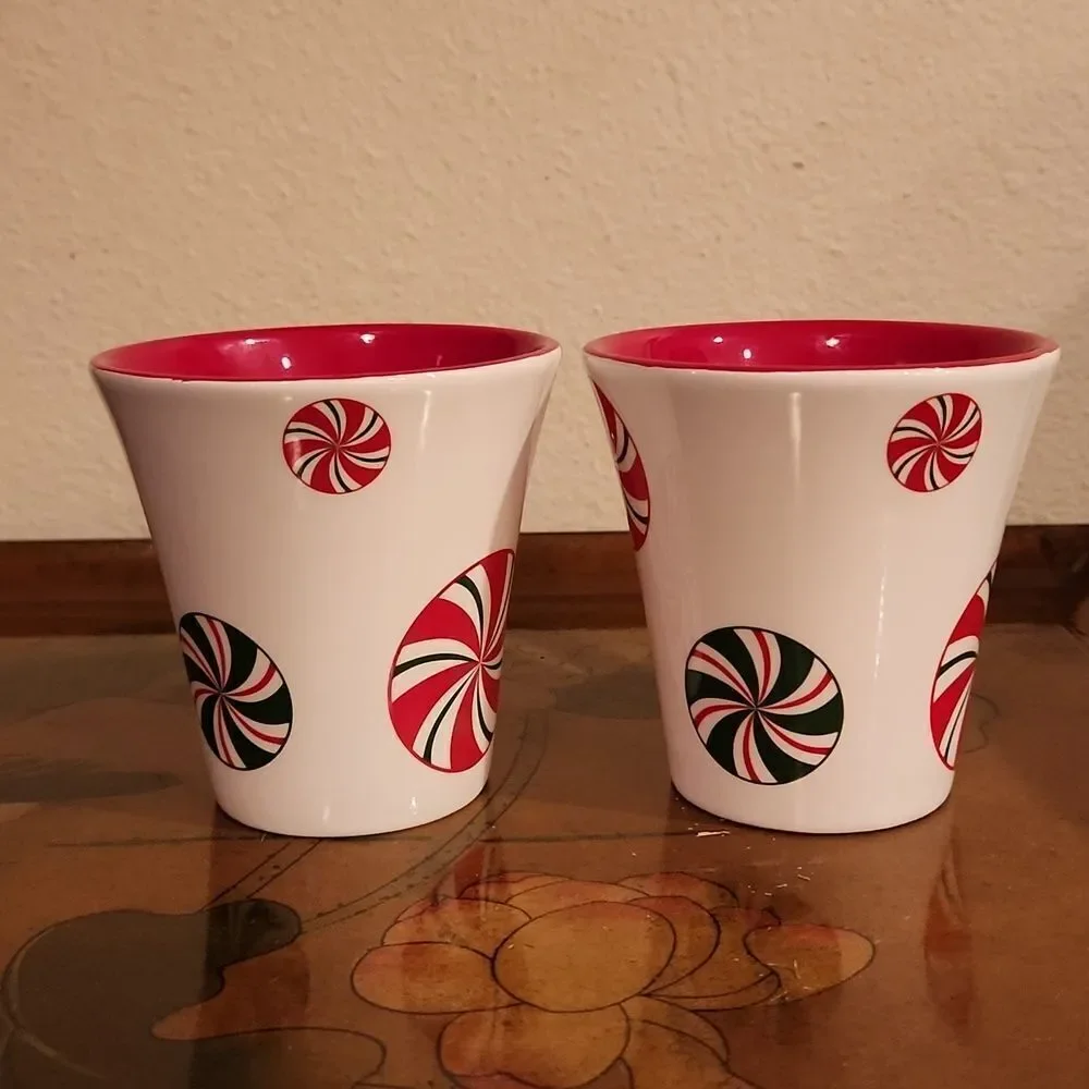Pier 1 Imports Candy Cane Cup Mug 10oz. Set of 2